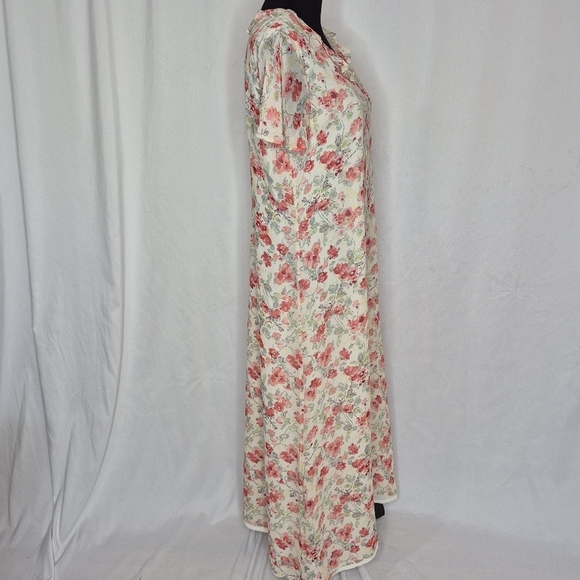 Laura Ashley 100% Silk Floral Maxi Dress * FLAWS* - Size 14 - Picture 3 of 16